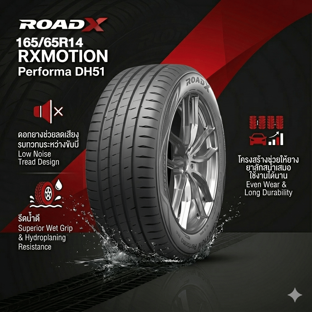 ยางรถยนต์ ROADX รุ่น RXMOTION PERFORMA DH51 ขนาด 165/65R14 จำนวน 4 เส้น_5